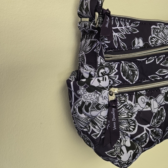 Vera Bradley Disney Mickey Minnie Flirty Floral Tonal Triple Zip Shoulder Bag - Picture 3 of 13